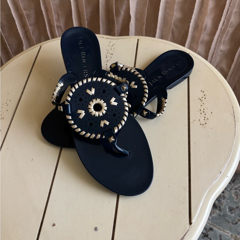 Jack Rogers Black and Gold Women's Sandals